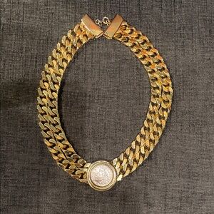 Gold Chain Necklace with Coin Pendant